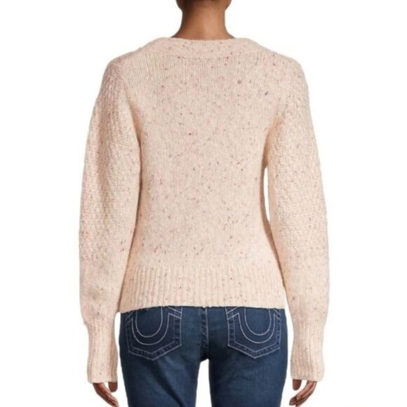 Magaschoni Pale Pink Confetti Speckle Chunky Wool Alpaca Blend Sweater Sz MED - Picture 15 of 16